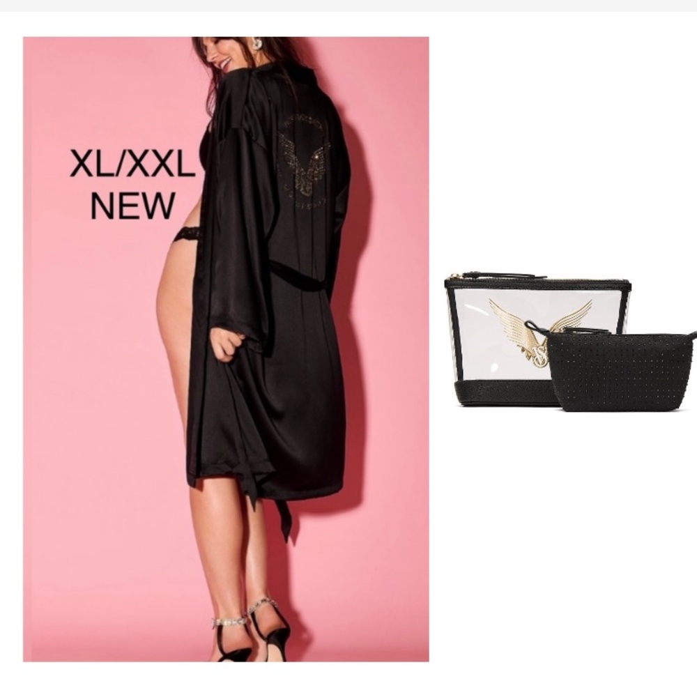 Victoria's Secret Fashion Show Robe size xl/xxl and Cosmetic Bag Set